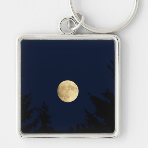 Mystical Moon & Night Forest Silhouette Keychain -