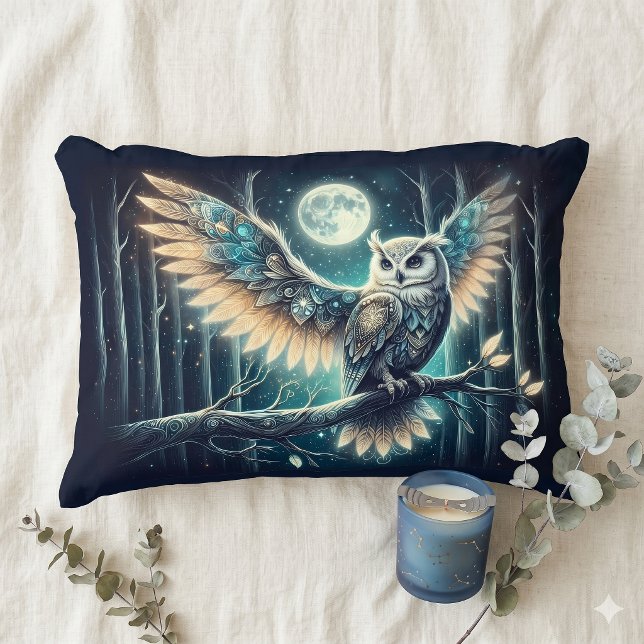 Mystical Moon Owl Celestial Forest Glow Accent Pillow (Mystical Moon Owl Celestial Forest Glow Accent Pillow)