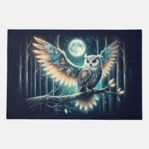 Mystical Moon Owl Celestial Forest Glow Doormat