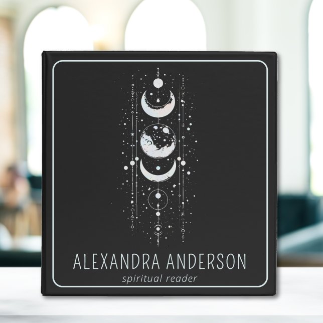 Mystical Moon Phases Black Celestial  3 Ring Binder (Creator Uploaded)