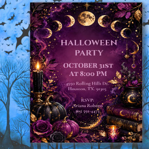Mystical Moon Phases Halloween Party Invitation