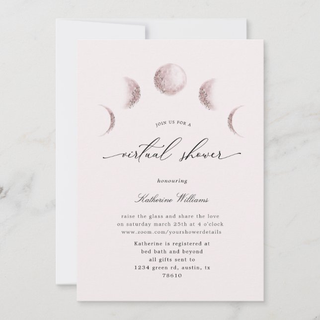 mystical moon virtual baby Shower Invitation (Front)