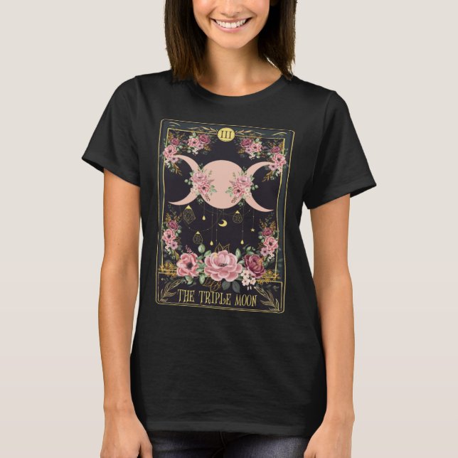 Mystical Moon Witchy Celestial Crescent Flying Lun T-Shirt (Front)