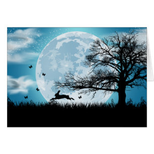 Mystical Moon with Rabbit Silhouette Cards
