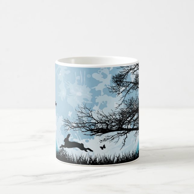 Mystical Moon with Rabbit Silhouette Coffee Mug (Center)