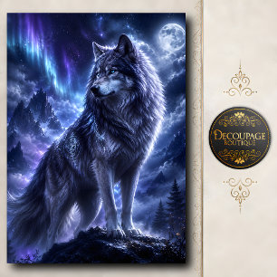 Mystical Moon Wolf Aurora Tissue Paper