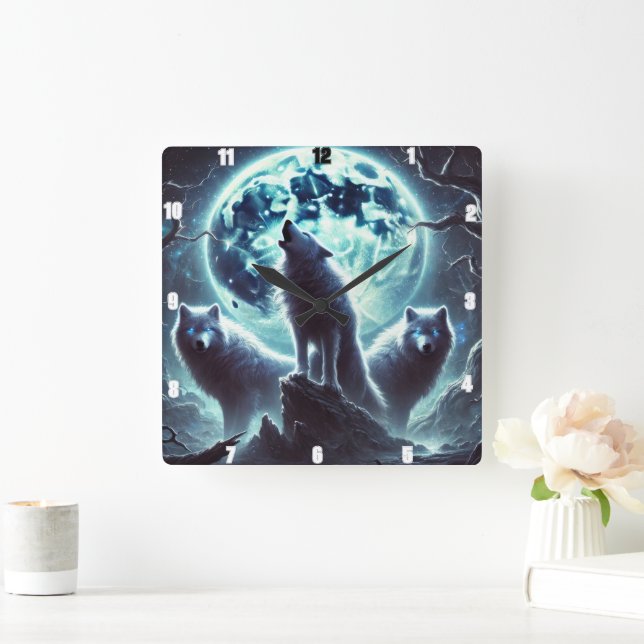 Mystical Moon Wolf Clock (Home)