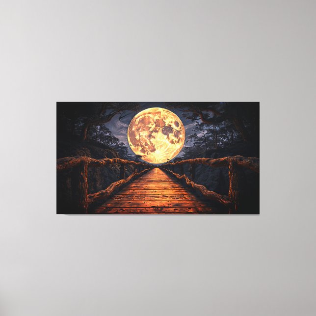 Mystical Moonlight Bridge over River - 16K Ultra-H Canvas Print (Front)