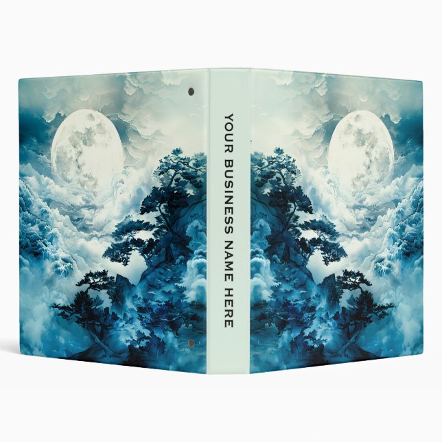 Mystical Moonlit Mountain Landscape 3 Ring Binder (Background)