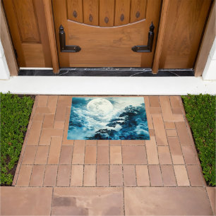 Mystical Moonlit Mountain Landscape Doormat
