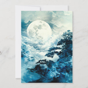 Mystical Moonlit Mountain Landscape Holiday Card