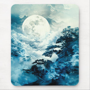 Mystical Moonlit Mountain Landscape Mouse Pad