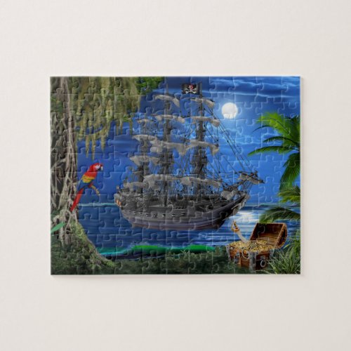 Mystical Moonlit Pirate Ship Jigsaw Puzzle