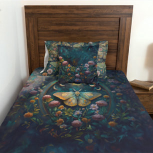 Mystical Moth and Moon Phases Portal Reversible Duvet Cover