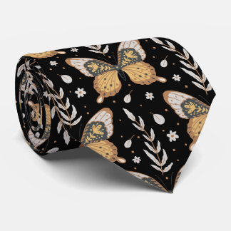 Mystical Moth Butterfly Pattern Neck Tie