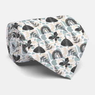 Mystical Moth Butterfly Pattern Neck Tie