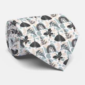Mystical Moth Butterfly Pattern Neck Tie