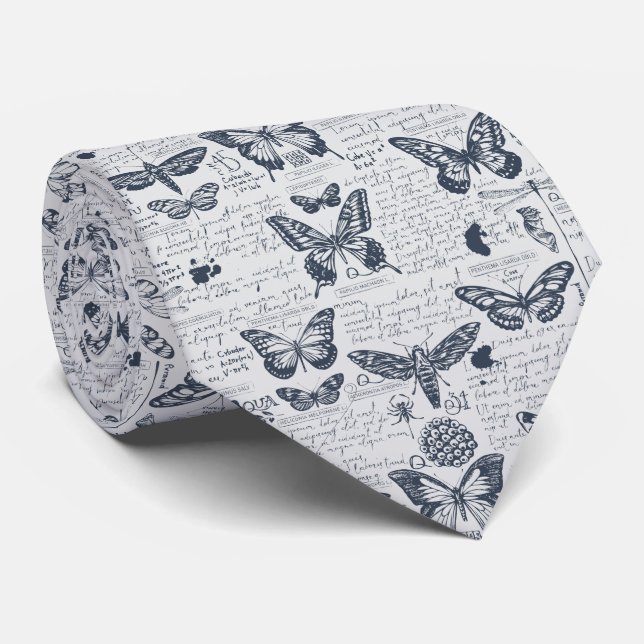 Mystical Moth Butterfly Pattern Neck Tie (Rolled)