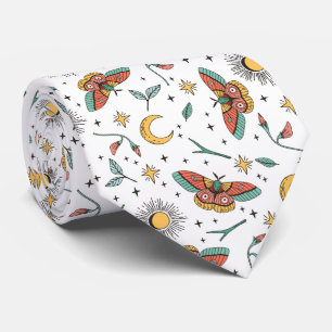 Mystical Moth Butterfly Pattern Neck Tie