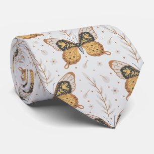 Mystical Moth Butterfly Pattern Neck Tie