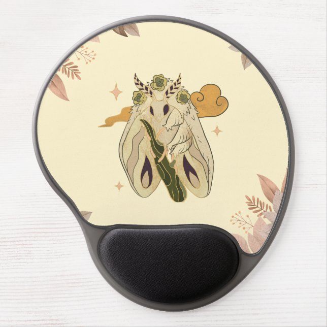 Mystical Moth, Fae Beige Graphic Art Gel Mouse Pad (Front)