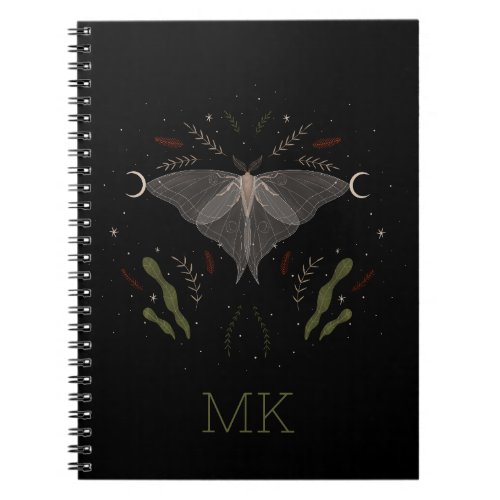 Mystical Moth Golden Butterfly Notebook