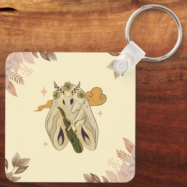 Mystical Moth, Soft Botanical Magic Keychain (Back)