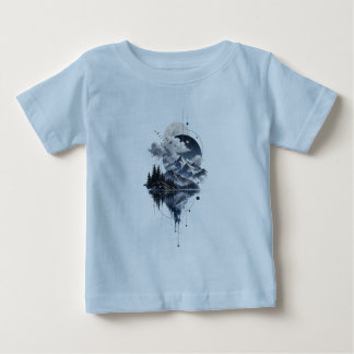 Mystical Mountain Landscape Moon and Geometric Clo Baby T-Shirt