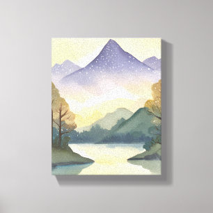Mystical Mountains Watercolor Landscape Painting Canvas Print