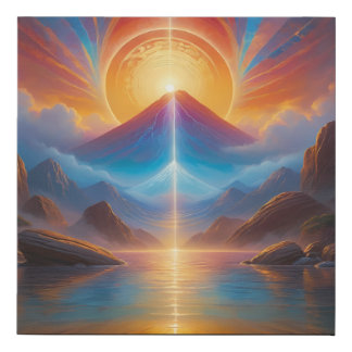 Mystical Mountains Zen Sunrise Abstract Faux Canvas Print