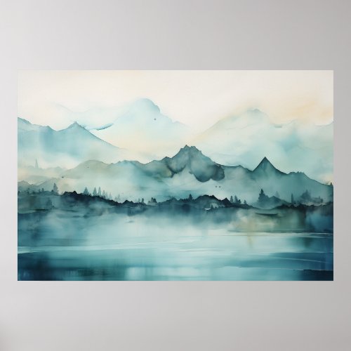 Mystical Mountainscape Fog_veiled River  Poster