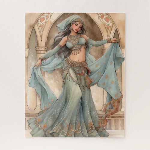 Mystical Movements Indian Dancer in Silk Jigsaw Puzzle