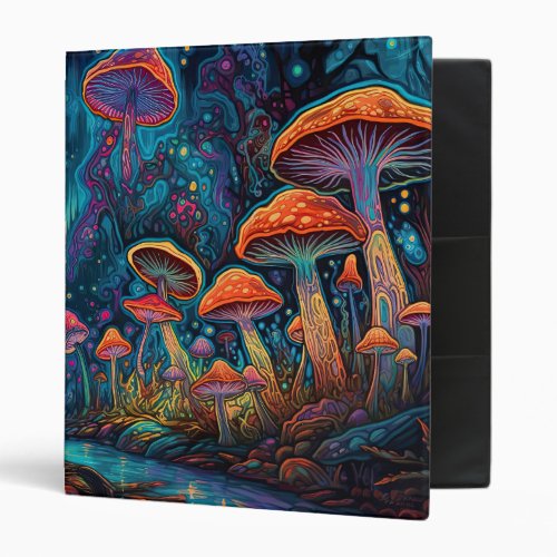 Mystical Mushroom 3 Ring Binder