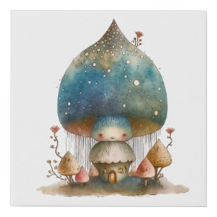 Mystical Mushroom Imp Fairy Goblincore Aesthetic Faux Canvas Print