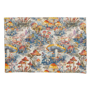 Mystical Mushrooms in Toile De Jouy Pillow Case