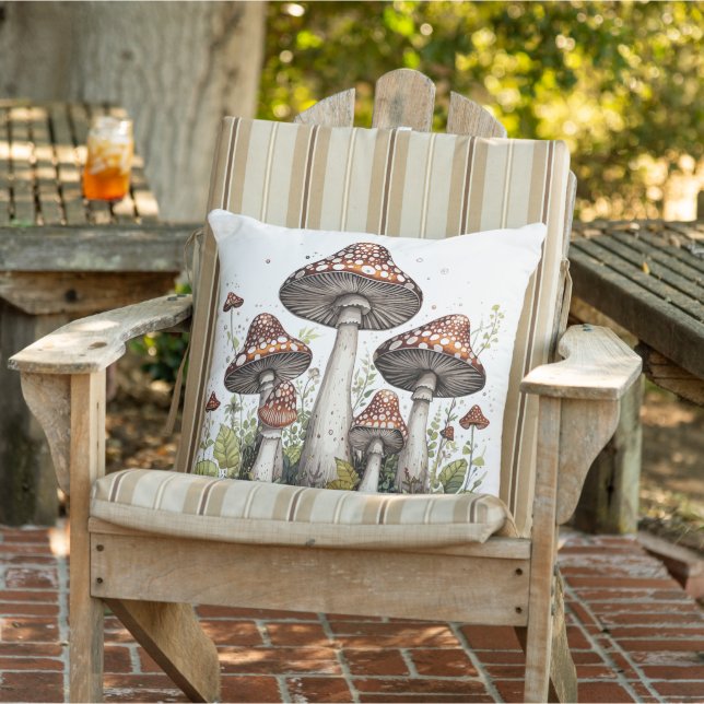 Mystical Mushrooms Outdoor Pillow (Chair)