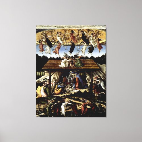 Mystical Nativity Oil Painting by Botticelli Canvas Print
