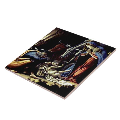 Mystical Nativity Oil Painting by Botticelli Ceramic Tile