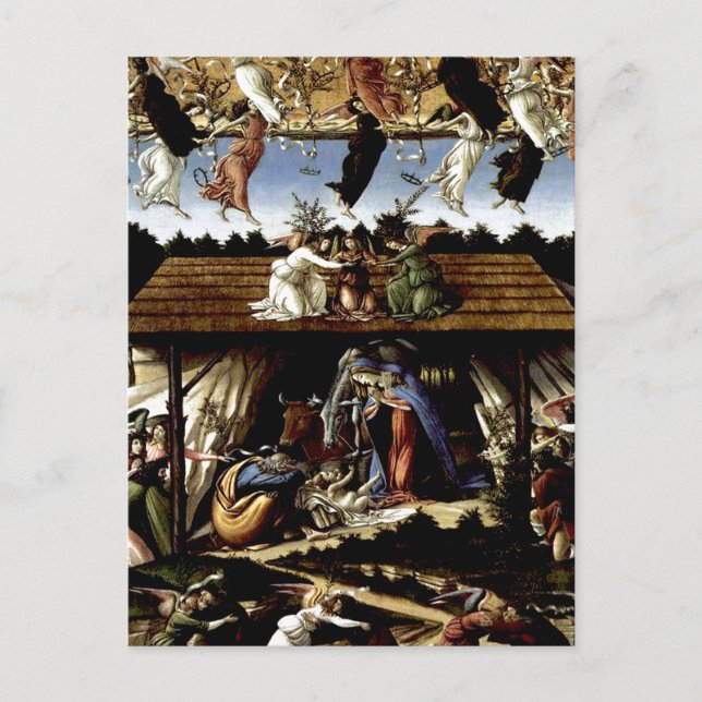 Mystical Nativity: Oil Painting by Botticelli Holiday Postcard (Front)