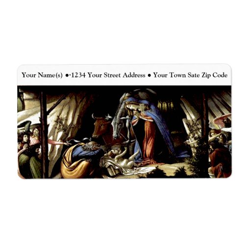 Mystical Nativity Oil Painting by Botticelli Label