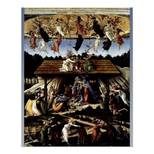 Mystical Nativity Oil Painting by Botticelli Poster