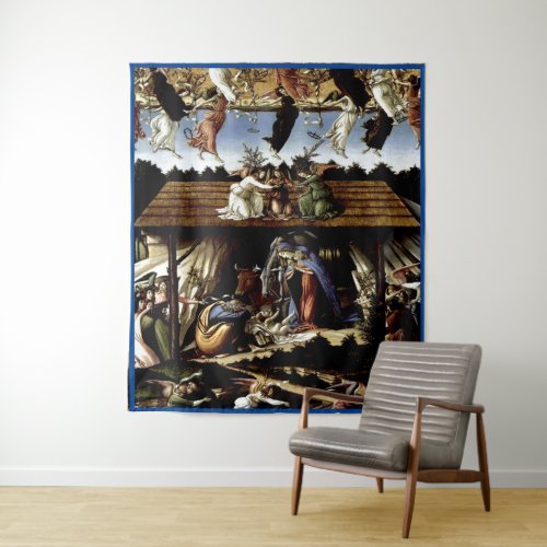 Mystical Nativity Oil Painting by Botticelli Tapestry