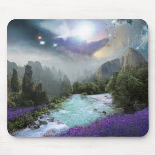 Mystical Nature Landscape with Rushing Water Mouse Pad