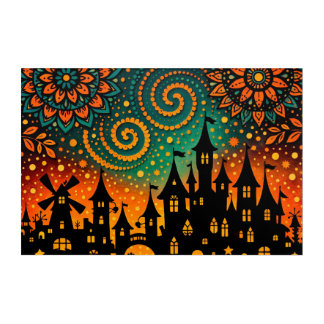 Mystical Night Castle Silhouette Acrylic Print