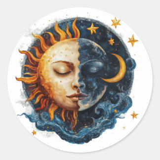 Mystical Night & Day Classic Round Sticker