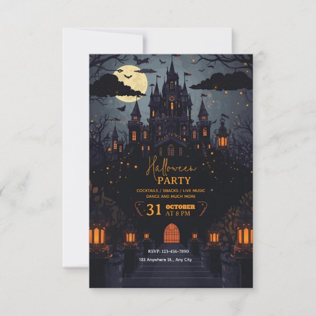 Mystical Night-Themed Halloween Party Invitation  (Front)