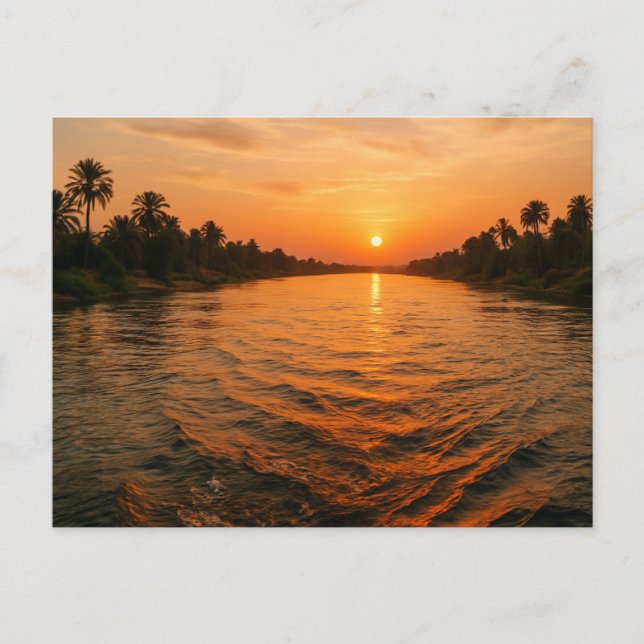 Mystical Nile River Sunset Egyptian Postcard (Front)