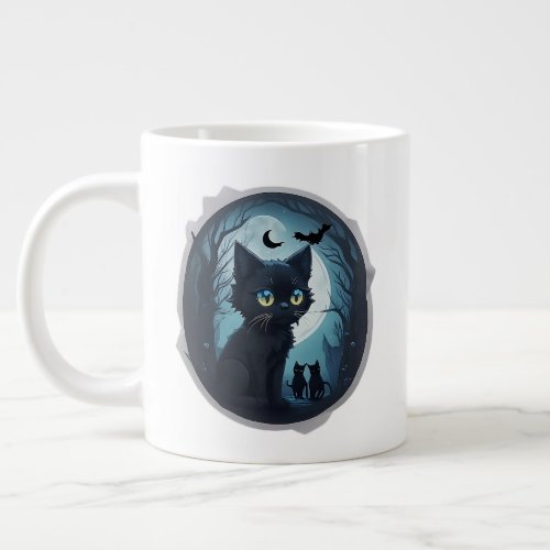 Mystical Nocturne Black Cat Giant Coffee Mug