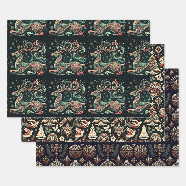 Mystical Noir: Artistic Dark-Toned Christmas Paper (Set)