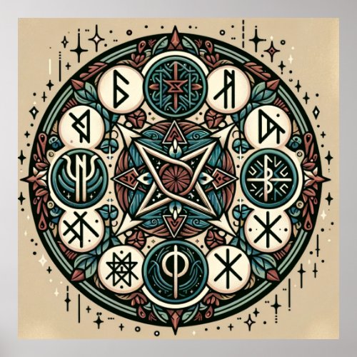 Mystical Norse Runes A Saga of Ancient Symbols Poster